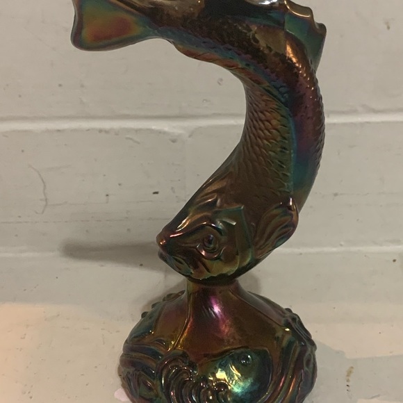 Fenton Carnival Glass Iridescent Japanese Koi Fish Paper Weight Vintage 1973 - Picture 2 of 4